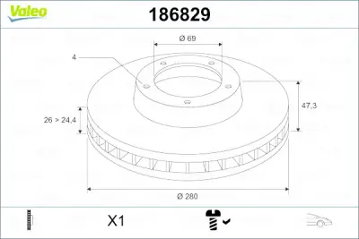 Disco de freno VALEO 186829 Oferta Especial